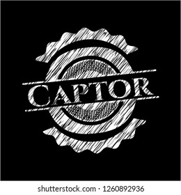 Captor chalkboard emblem on black board