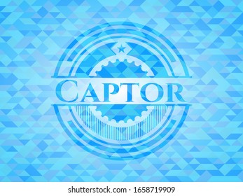 Captor light blue emblem with mosaic background