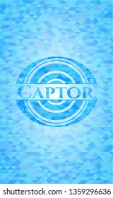 Captor realistic light blue mosaic emblem