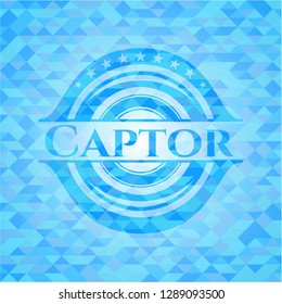 Captor realistic sky blue mosaic emblem