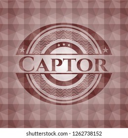 Captor red seamless badge with geometric pattern.