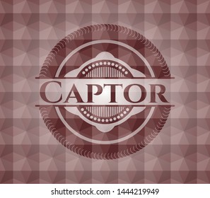 Captor red seamless badge with geometric pattern.