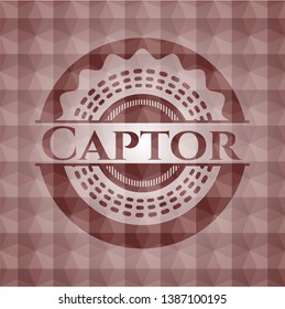 Captor red seamless polygonal badge.