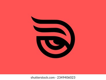 Capture attention with our minimal and unique letter D logo, adorned with an eagle eye symbol for heightened perception