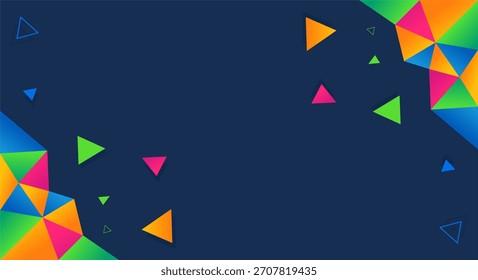 Capture a atenção com este plano de fundo geométrico dinâmico e brilhante. Ideal para apresentações, web design e projetos criativos que precisam de um toque moderno e vibrante.