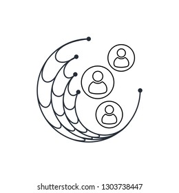 Capture attracting customers, audiences using the Internet. Linear vector image.