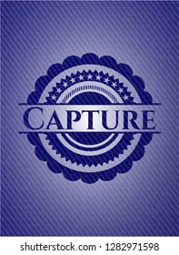 Capture badge with jean texture