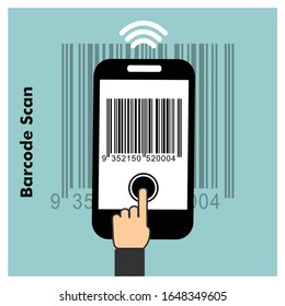 Capture barcode on mobile phone. Digital technology, code, symbol electronic scan vector illustration. 