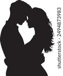 Capture the beauty of love with this stunning silhouette photo of a couple against a breathtaking sunset. Perfect for romantic themes, wedding inspirations, and love stories