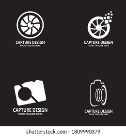 Captura de la plantilla de vectores del logotipo del icono de fotografía de la cámara