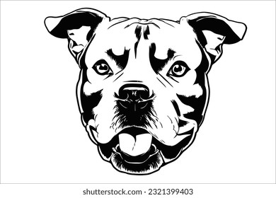 Capture the captivating essence of a Staffordshire Bull Terrier's head. This dog breed exhibits strength and loyalty through its expressive eyes and muscular features