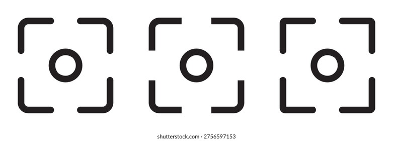 Capture and Center Focus Icon Set – Full Screen, Auto Focus, Resize, Screenshot, Screen Capture, Centered Focus, Web Vector Symbols, 
UI and Interface Design Icons Collection
