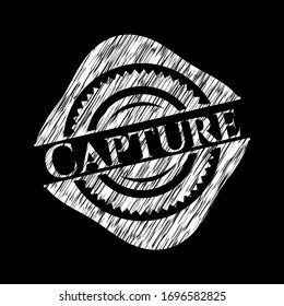 Capture chalkboard emblem on black board. Vector Illustration. Detailed.