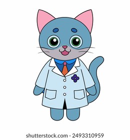 Capture the charm of Cat Day with this whimsical vector illustration featuring a cat in a doctor costume. Perfect for celebrating feline health and care