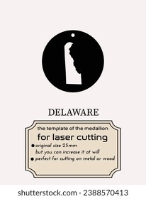 Capture the charm of Delaware with laser-cut metal pendant template. Showcase your love for the First State in style.