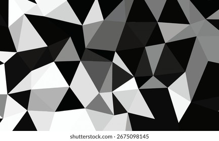 Capture la sofisticación clásica con este fascinante diseño geométrico en blanco y negro Un patrón geométrico abstracto triangular en blanco y negro sin costuras, creando un diseño altamente simétrico y equilibrado