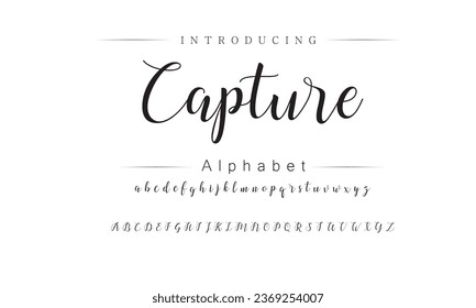 Capture Elegant Font Uppercase Lowercase and Number. Classic Lettering Minimal Fashion Designs. Typography modern serif fonts regular decorative vintage concept. vector illustration