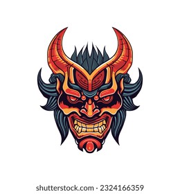 Capture the essence of evil with a devil demon head illustration, crafted in vector format for versatile use in various design projects