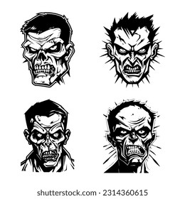 Capture the essence of fear with this creepy zombie hand drawn logo design illustration. Ideal for Halloween themed businesses and entertainment