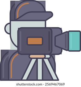 Capture the essence of filmmaking with this camera operator icon, perfect for video production, media projects, and creative storytelling. Enhance your content with professional expertise