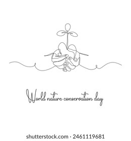 
"Capture the essence of our planet's beauty and fragility with a captivating line art illustration, celebrating World Nature Conservation Day. Embrace the intricate harmony of nature's wonders