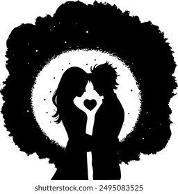 Capture the essence of romance with our 'Couple in Love' vector design. Ideal for wedding invitations, t-shirt prints, and crafts, this art beautifully symbolizes love and connection.