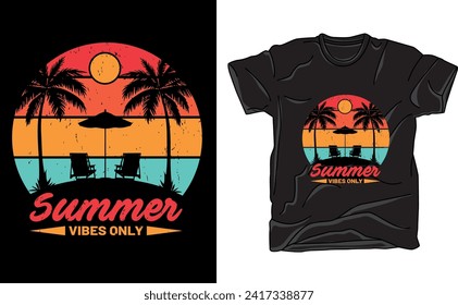 Capture the essence of summer with this vibrant tee. A sun-soaked beach scene, palm trees swaying, and a refreshing drink in hand, exuding the carefree spirit of the season.