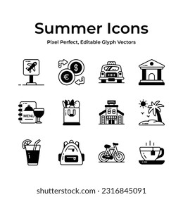 Capture the essence of summer with a vibrant and playful collection of creatively designed icons