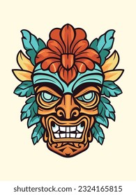 Capture the essence of tribal art with a hand-drawn wooden tiki mask logo. Its rustic charm and cultural significance make it a standout choice for your brand