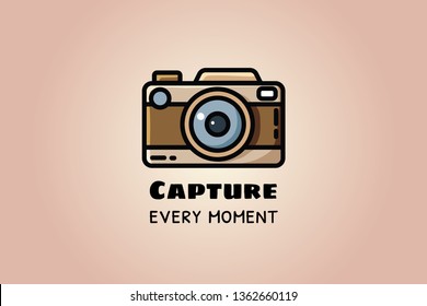 Capture every moment. Vintage camera or retro camera, vector flat illustration