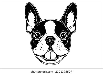 Capture the expressive charm of a Boston Terrier's captivating head. This stunning dog breed exudes loyalty and playfulness. Ideal for diverse creative projects. Achieve top search ranking with this h