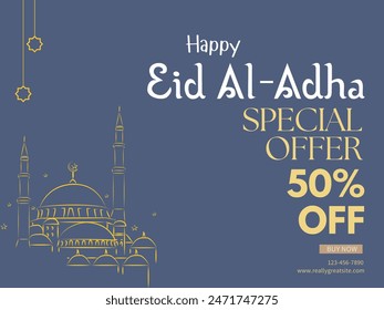 Capture the festive spirit with our vibrant "Eid-UL-Adha Special Offer 50% Off" card illustration. Perfect for promotions, this eye-catching design is now available on Shutterstock. Get yours today!