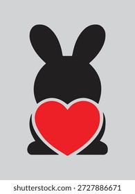 Captura corazones con este Vector de corazón de alta calidad de conejo. Con una silueta dulce y caprichosa de un conejito agarrando suavemente un corazón, este gráfico es el símbolo perfecto de afecto, amabilidad y amor. Es un activo esencial para los diseñadores que trabajan en proyectos de San Valentín, celebraciones de Pascua, decoración de la guardería y papelería de baby shower.
