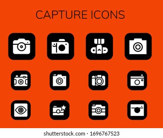 capture icon set. 12 filled capture icons. Included Photo camera, Capture, Camera, Photo icons