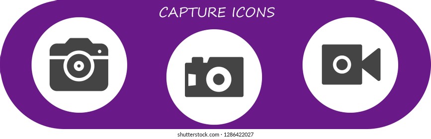  capture icon set. 3 filled capture icons. Simple modern icons about  - Photo camera, Camera