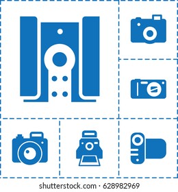 Capture icon. set of 6 capture filled icons such as camera