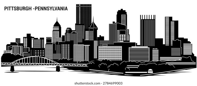 Capture the iconic Pittsburgh skyline with this stunning vector graphic, perfect for custom apparel, laser engraving, wall art, and modern digital design projects.