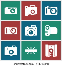 Capture icons set. set of 9 capture filled icons such as