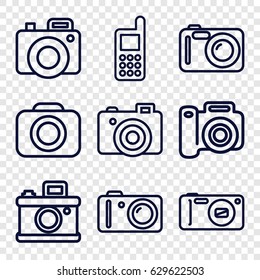 Capture icons set. set of 9 capture outline icons such as phone