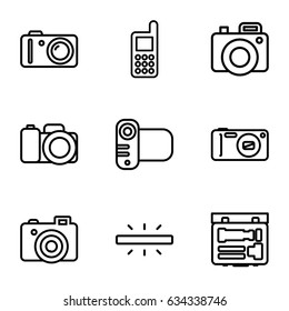 Capture icons set. set of 9 capture outline icons such as phone