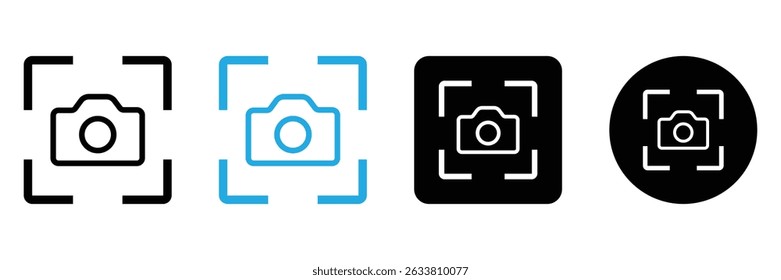 Capture Icons Set – Camera, Screenshot, and Target Focus Vector Symbols