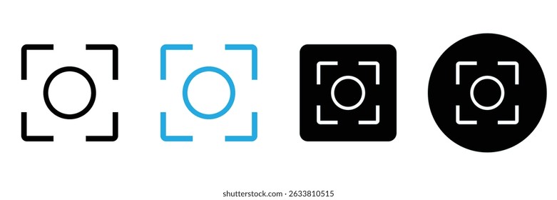 Capture Icons Set – Camera, Screenshot, and Target Focus Vector Symbols
