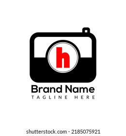 Capture Logo On Letter H Template. Camera Icon On H Letter, Initial Capture, Photography, Camera Sign Concept