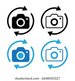 Capture moments with camera icon symbolizing photo switch and camera rotation icon vector  on isolated background.