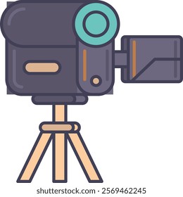 Capture moments with this cam recorder icon, perfect for video projects, media production, and digital storytelling. Enhance your content with professional quality and creativity