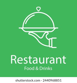 "Capture nostalgia with our vintage restaurant logo. Emblem with waiter tray, dish menu symbol for classic charm. Vector illustration."