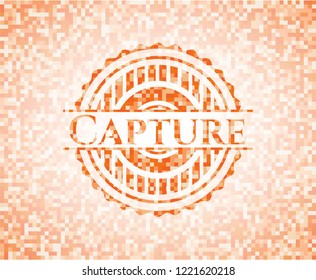 Capture orange mosaic emblem with background