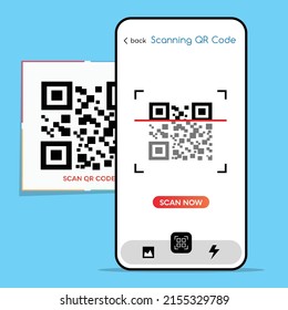 Capture QR Code on Mobile Phone, Barcode, Vector illustration