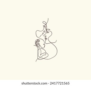 Capture the radiance of motherhood with this elegant line drawing of an expectant woman. Simple contours and graceful curves poetically depict the beauty of new life.