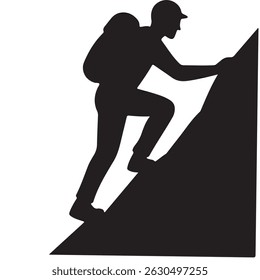 Capture the spirit of adventure with this striking silhouette of a hiker conquering a mountain peak.